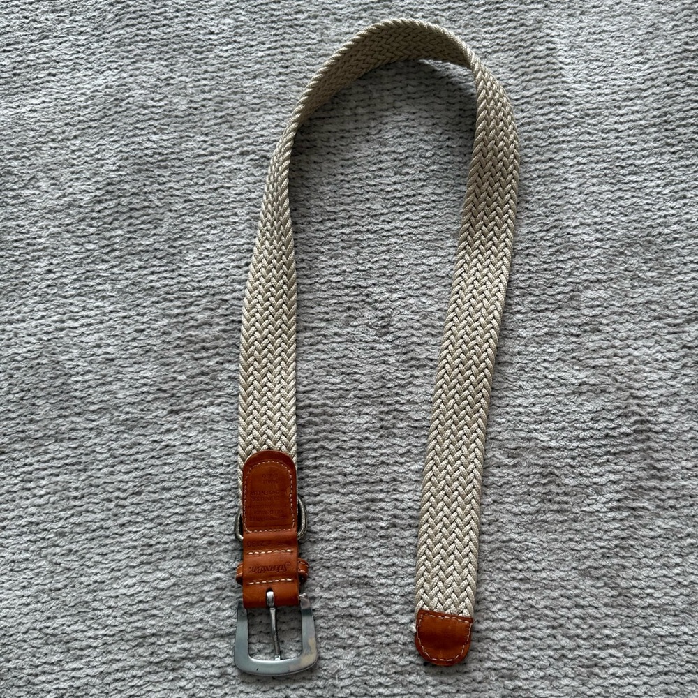 St. John’s Bay Braided Stretch Belt Tan Leather‎ Trim Size Small